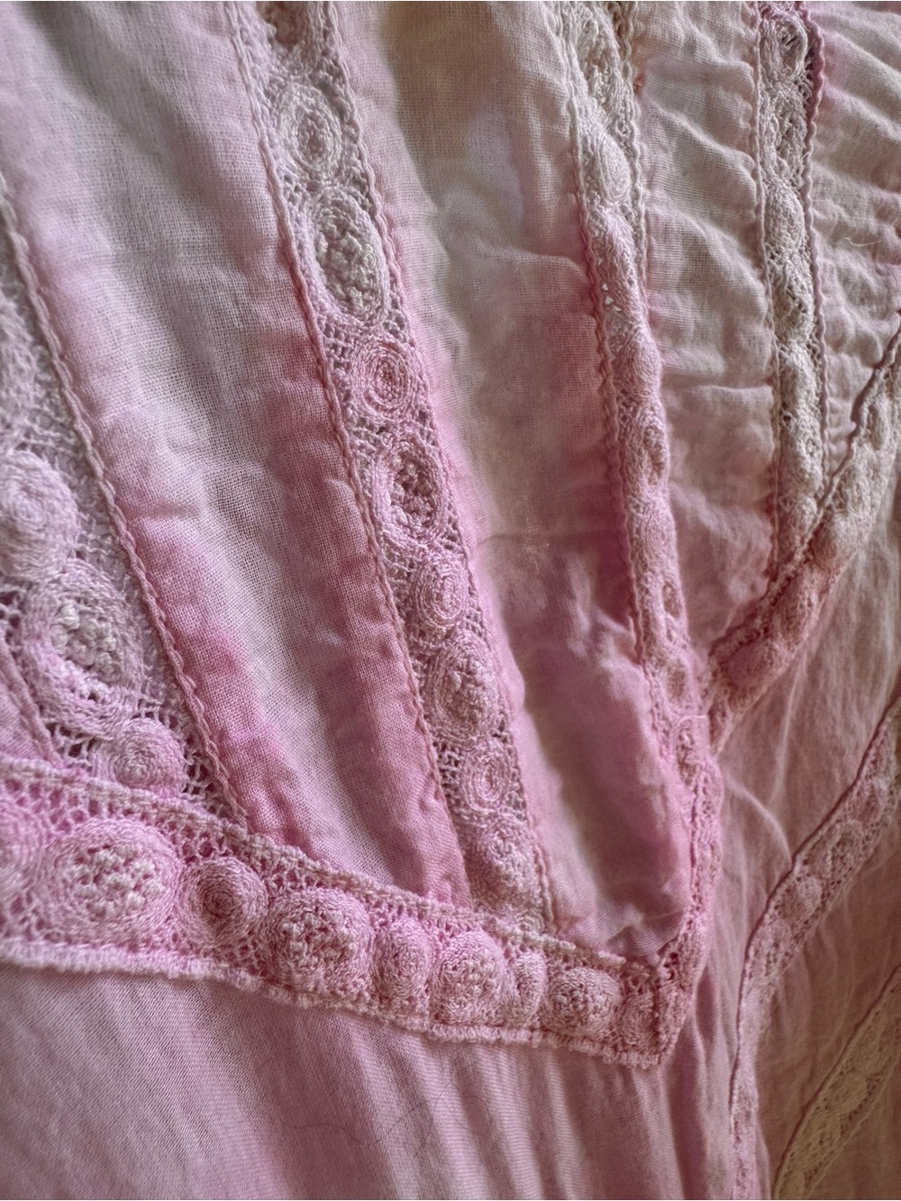 LoveShackFancy tie dye Gwen Dress in Peony Pink Lace-Trim Cotton size M - Picture 9 of 9